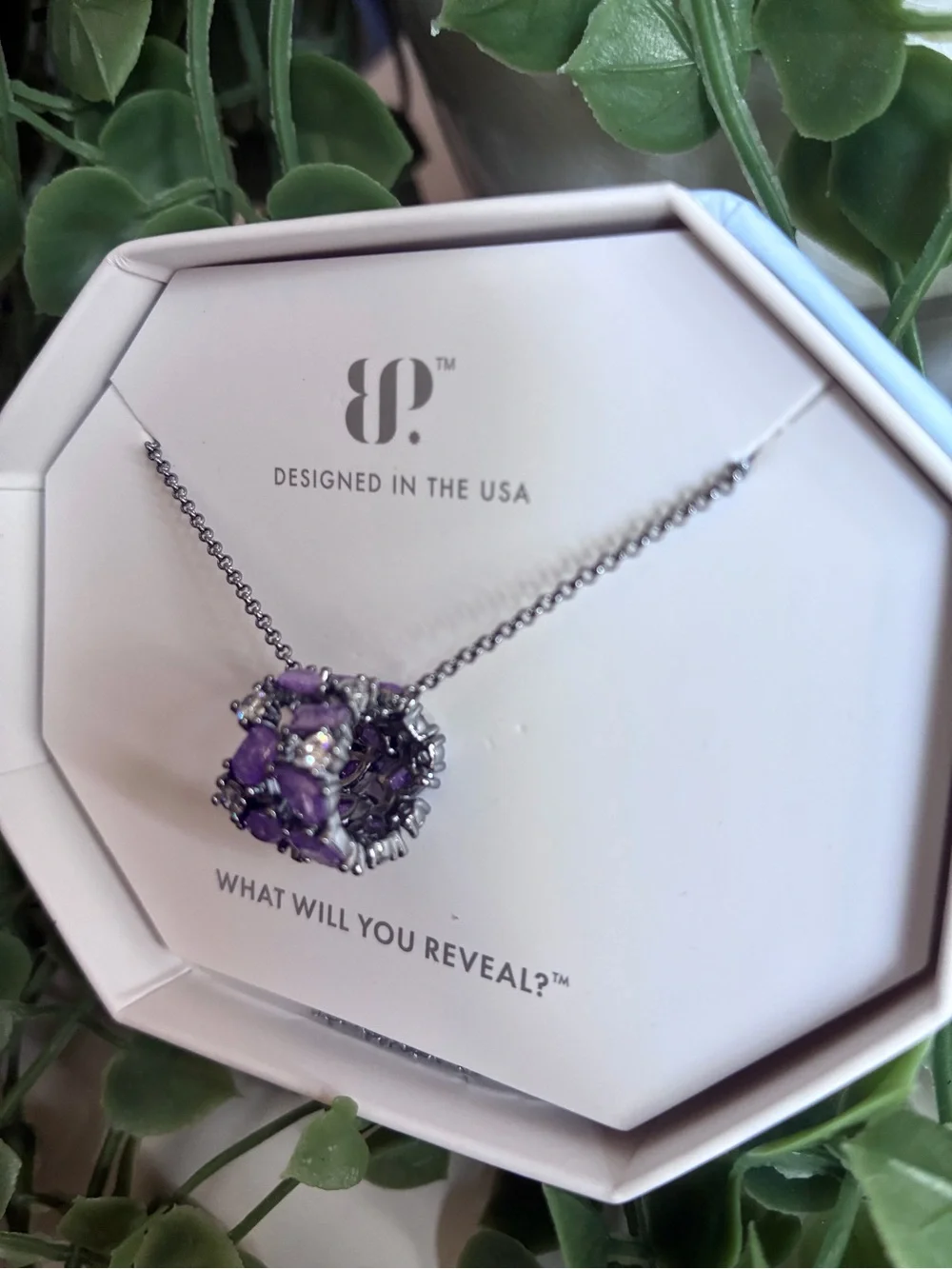 NWT Bomb Party Dripped, Dipped, Delivered Purple and Hematite Necklace